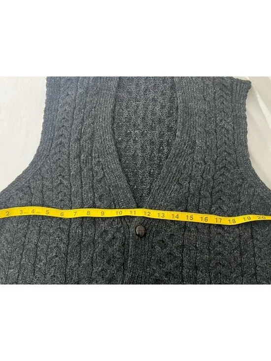 Carraig Donn Dark Gray Sleeveless Button Down Wool Cardigan Sweater Vest Size XL - Picture 9 of 10
